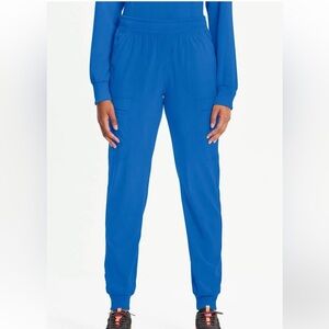 Cherokee Infinity Women's Rib Trim 6-Pocket Jogger Scrub Pant Royal Blue XL
